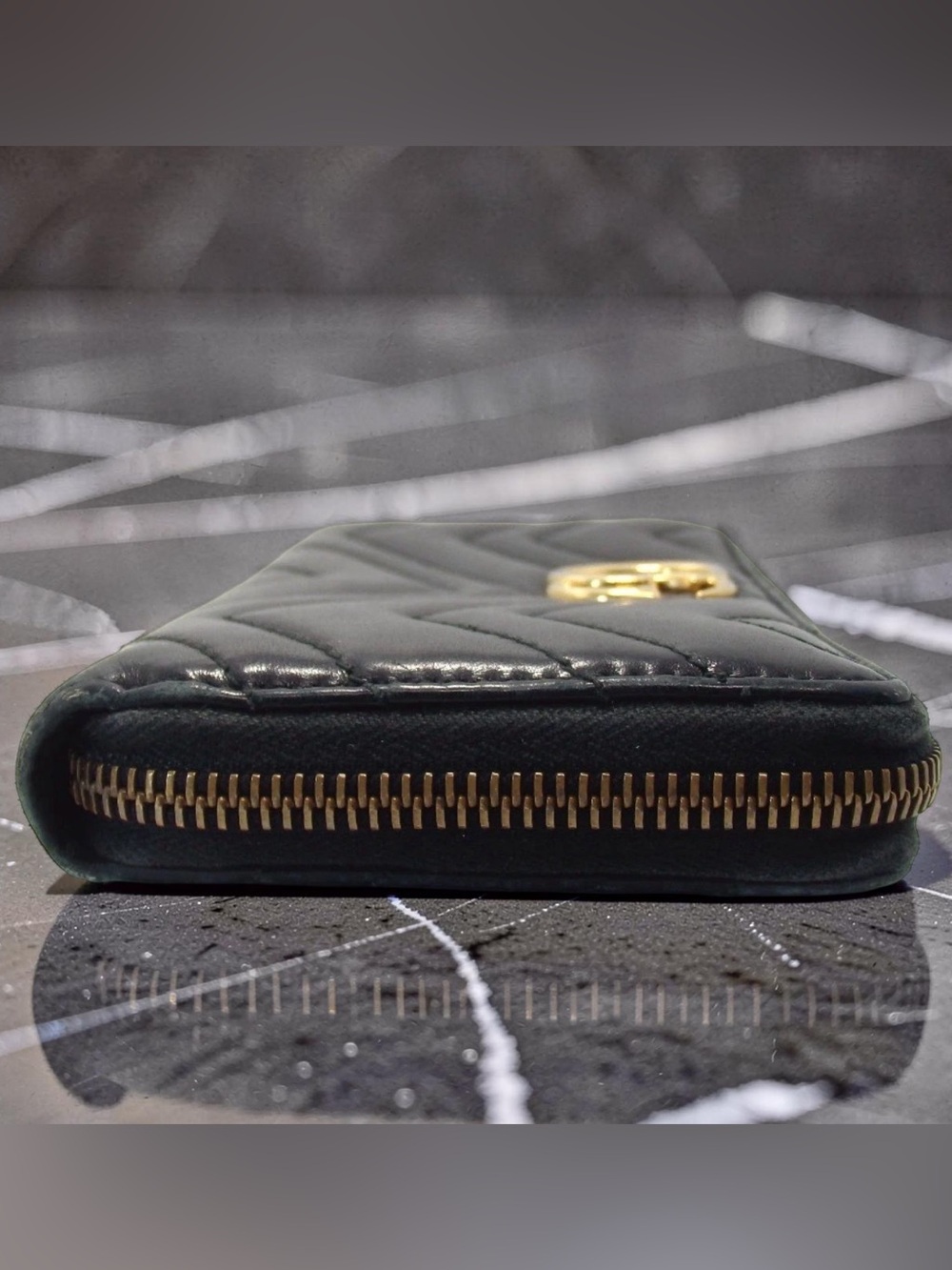 GUCCI GG Marmont Quilted Leather Zip Around Wallet 😍🖤🔥 - Picture 9 of 13